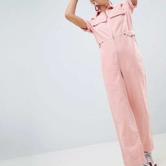 denim pink jumpsuit